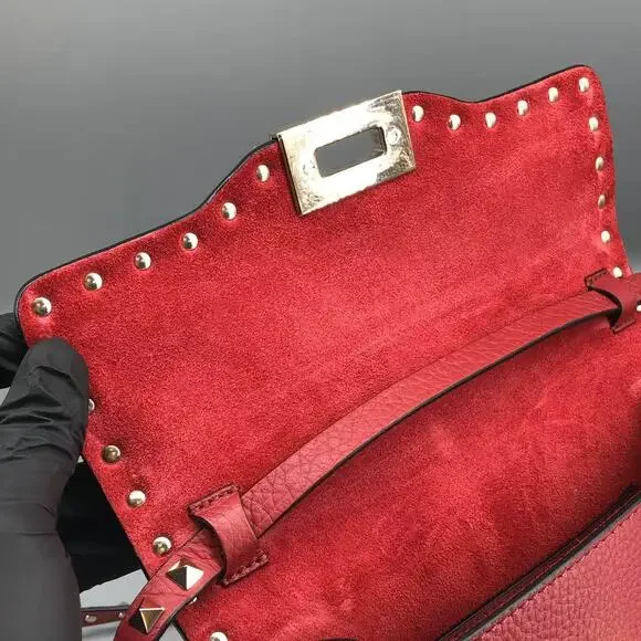 Valentino Garavani Rockstud Small Crossbody Bag Red Grainy Calfskin - Picture 11 of 15